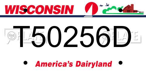 T50256D Wisconsin License Plate