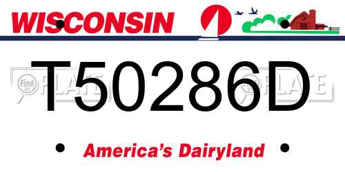 T50286D Wisconsin License Plate