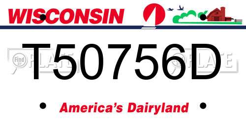 T50756D Wisconsin License Plate
