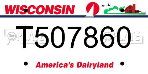 T507860 Wisconsin License Plate