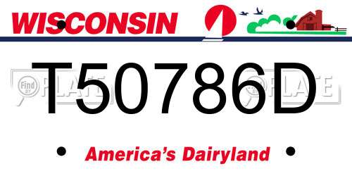 T50786D Wisconsin License Plate