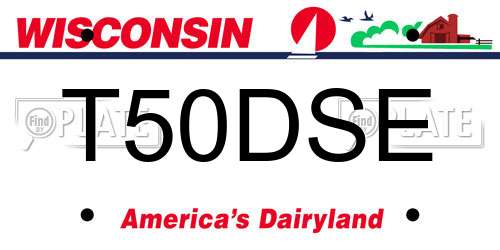 T50DSE Wisconsin License Plate