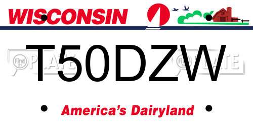 T50DZW Wisconsin License Plate