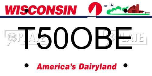 T50OBE Wisconsin License Plate