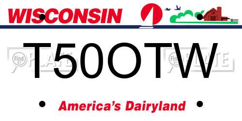 T50OTW Wisconsin License Plate