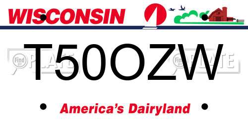 T50OZW Wisconsin License Plate