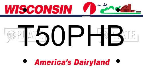T50PHB Wisconsin License Plate
