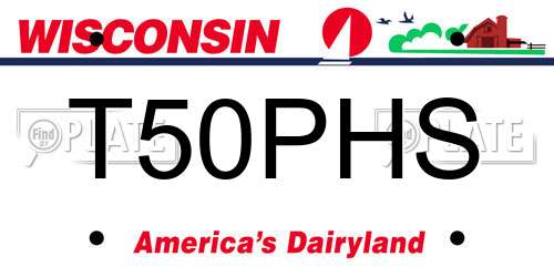 T50PHS Wisconsin License Plate