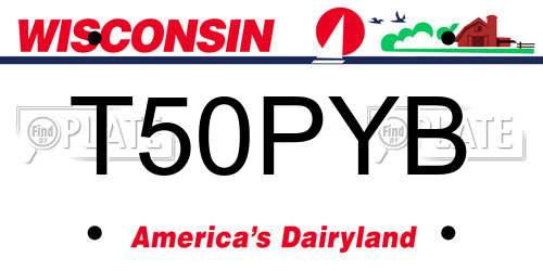 T50PYB Wisconsin License Plate