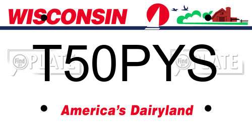 T50PYS Wisconsin License Plate