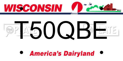 T50QBE Wisconsin License Plate