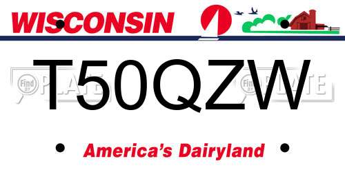 T50QZW Wisconsin License Plate