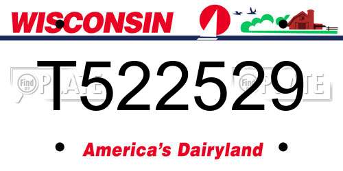 T522529 Wisconsin License Plate