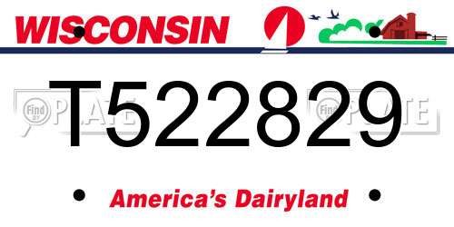 T522829 Wisconsin License Plate