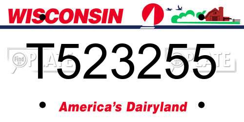 T523255 Wisconsin License Plate