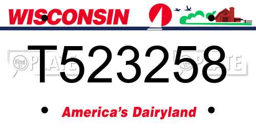 T523258 Wisconsin License Plate