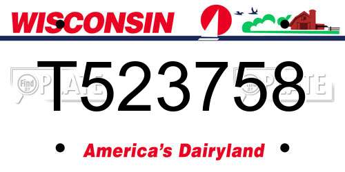 T523758 Wisconsin License Plate