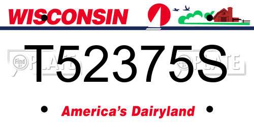 T52375S Wisconsin License Plate