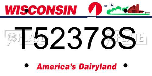 T52378S Wisconsin License Plate