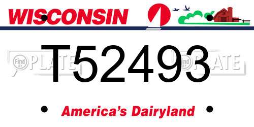 T52493 Wisconsin License Plate
