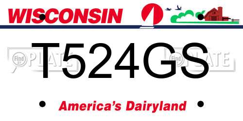 T524GS Wisconsin License Plate