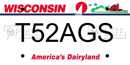 T52AGS Wisconsin License Plate