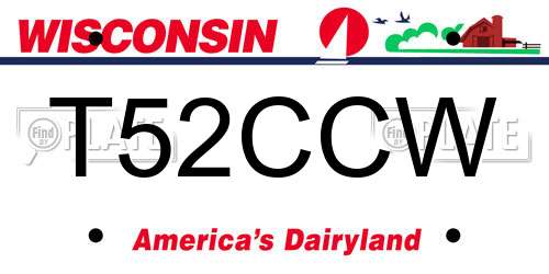 T52CCW Wisconsin License Plate