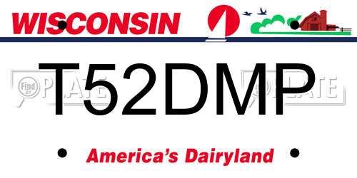 T52DMP Wisconsin License Plate