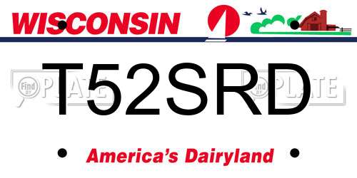 T52SRD Wisconsin License Plate