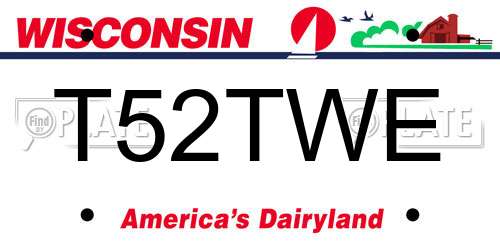T52TWE Wisconsin License Plate