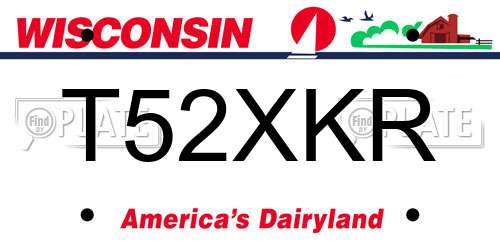 T52XKR Wisconsin License Plate