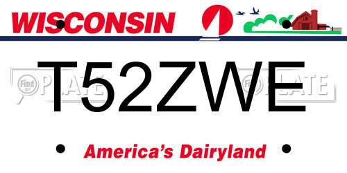 T52ZWE Wisconsin License Plate