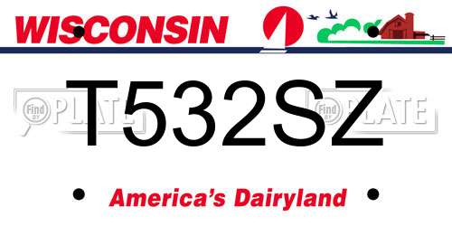 T532SZ Wisconsin License Plate
