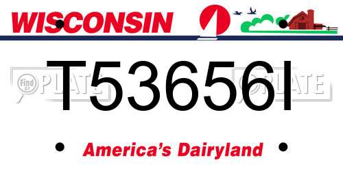 T53656I Wisconsin License Plate