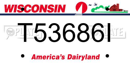 T53686I Wisconsin License Plate