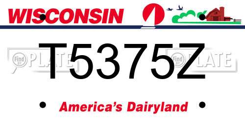 T5375Z Wisconsin License Plate