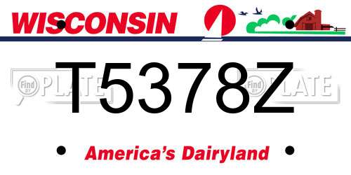 T5378Z Wisconsin License Plate