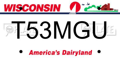 T53MGU Wisconsin License Plate