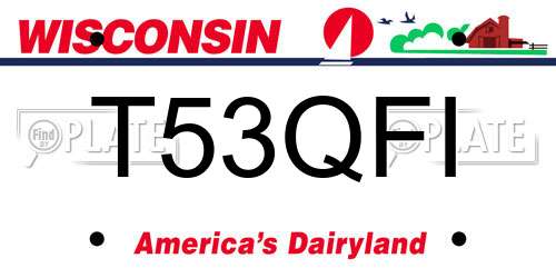 T53QFI Wisconsin License Plate