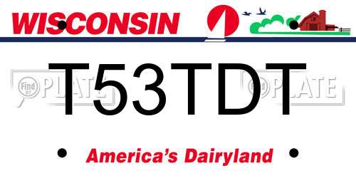 T53TDT Wisconsin License Plate
