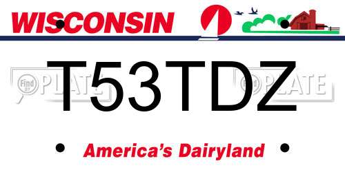 T53TDZ Wisconsin License Plate