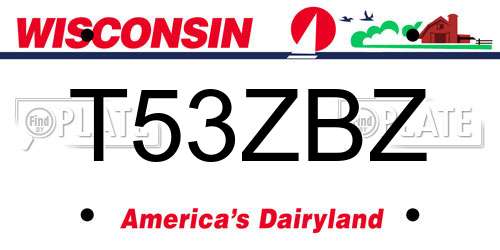T53ZBZ Wisconsin License Plate