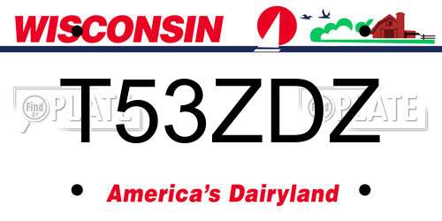 T53ZDZ Wisconsin License Plate