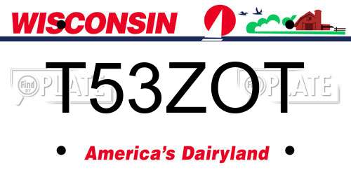 T53ZOT Wisconsin License Plate