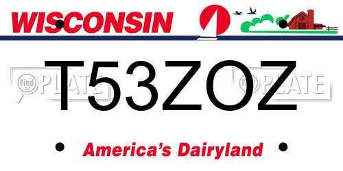 T53ZOZ Wisconsin License Plate