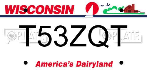 T53ZQT Wisconsin License Plate