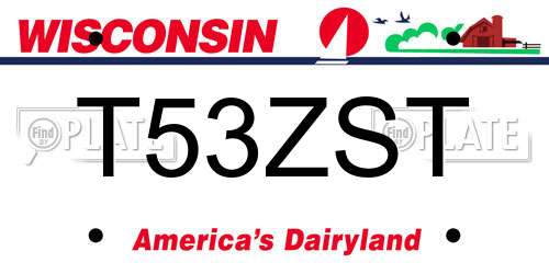 T53ZST Wisconsin License Plate