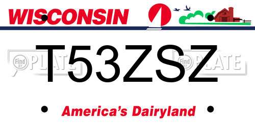 T53ZSZ Wisconsin License Plate