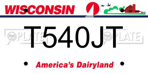 T540JT Wisconsin License Plate