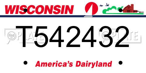 T542432 Wisconsin License Plate
